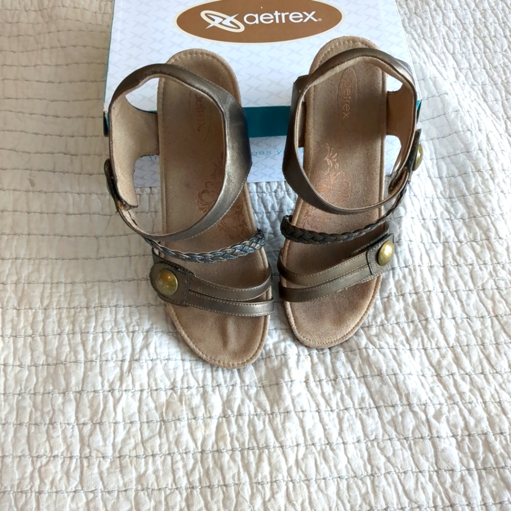 Aetrex Brown Strappy Sandals